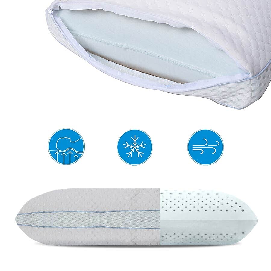 Cloud Memory Foam Copper Infused Pillow with Cooling Gel (Size 70x40cm) - White