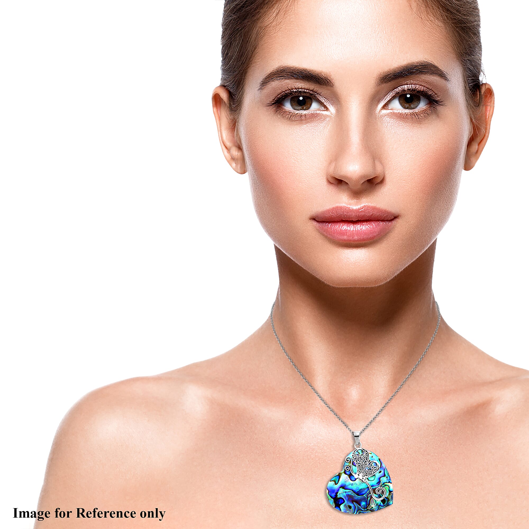 Royal Bali Collection - Abalone Shell Heart Pendant in Sterling Silver