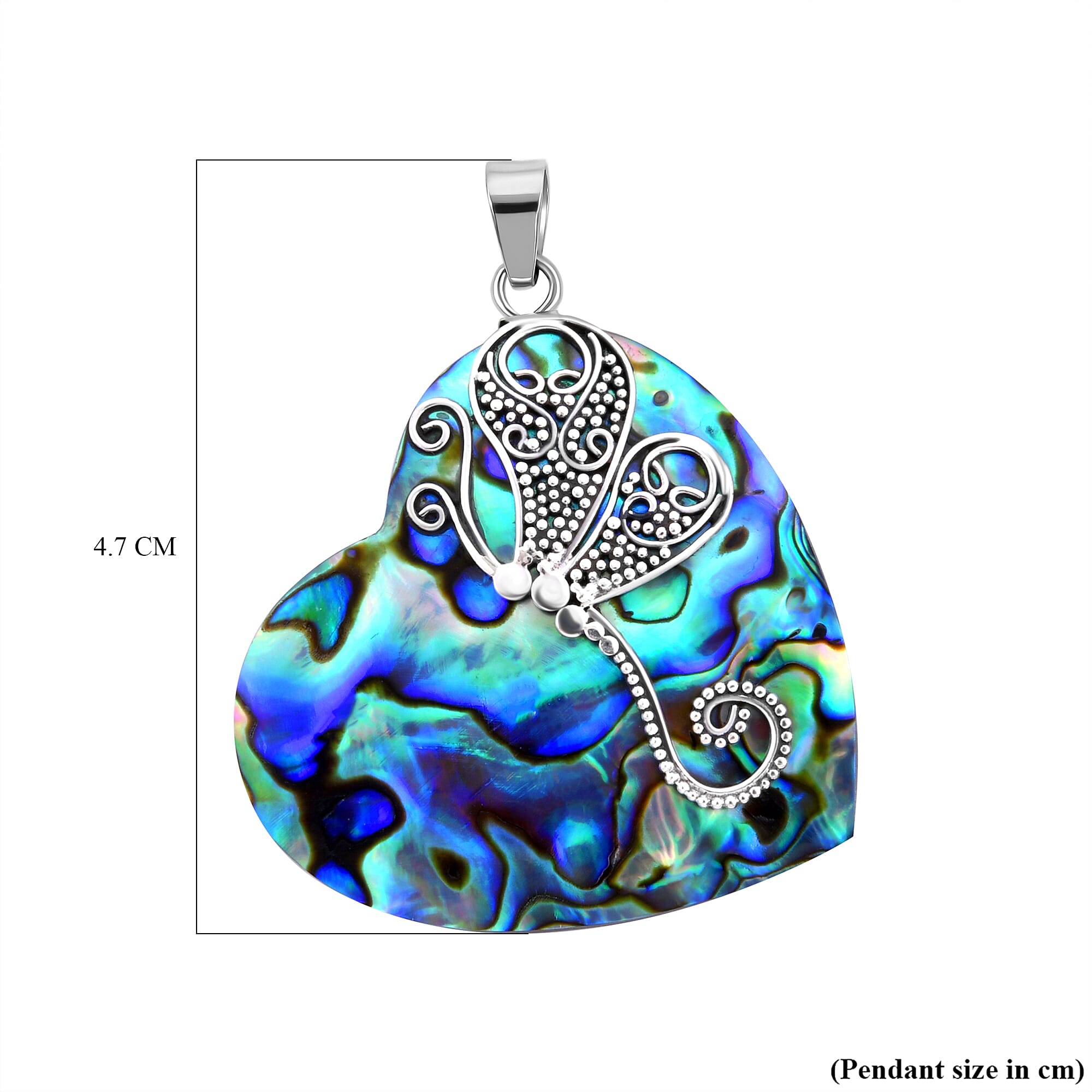 Royal Bali Collection - Abalone Shell Heart Pendant in Sterling Silver