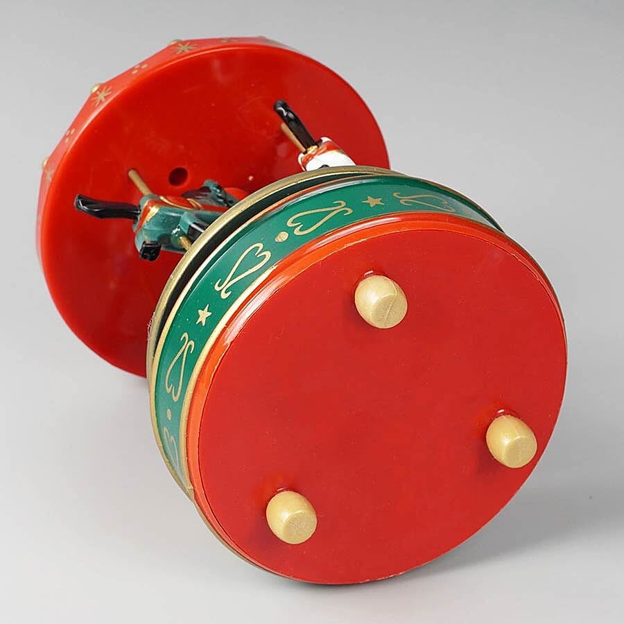 Stocking Filler- Handcrafted Merry-Go-Round Carousel with Wooden Horses Music Box (Size 11x18cm) - Red and Green