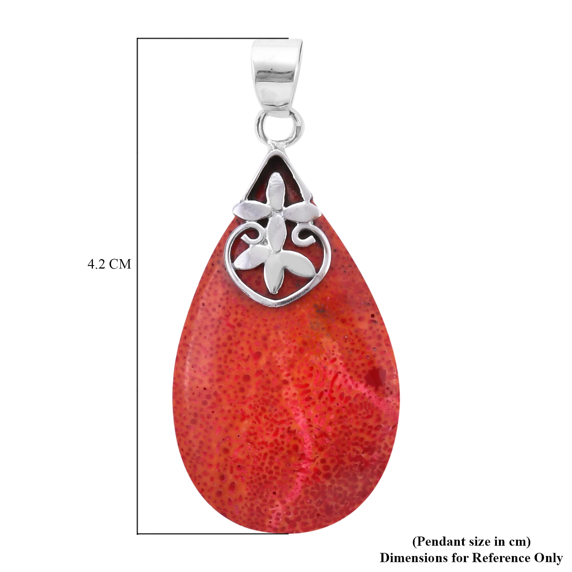 Royal Bali Collection - Sponge Coral Drop Pendant in Sterling Silver