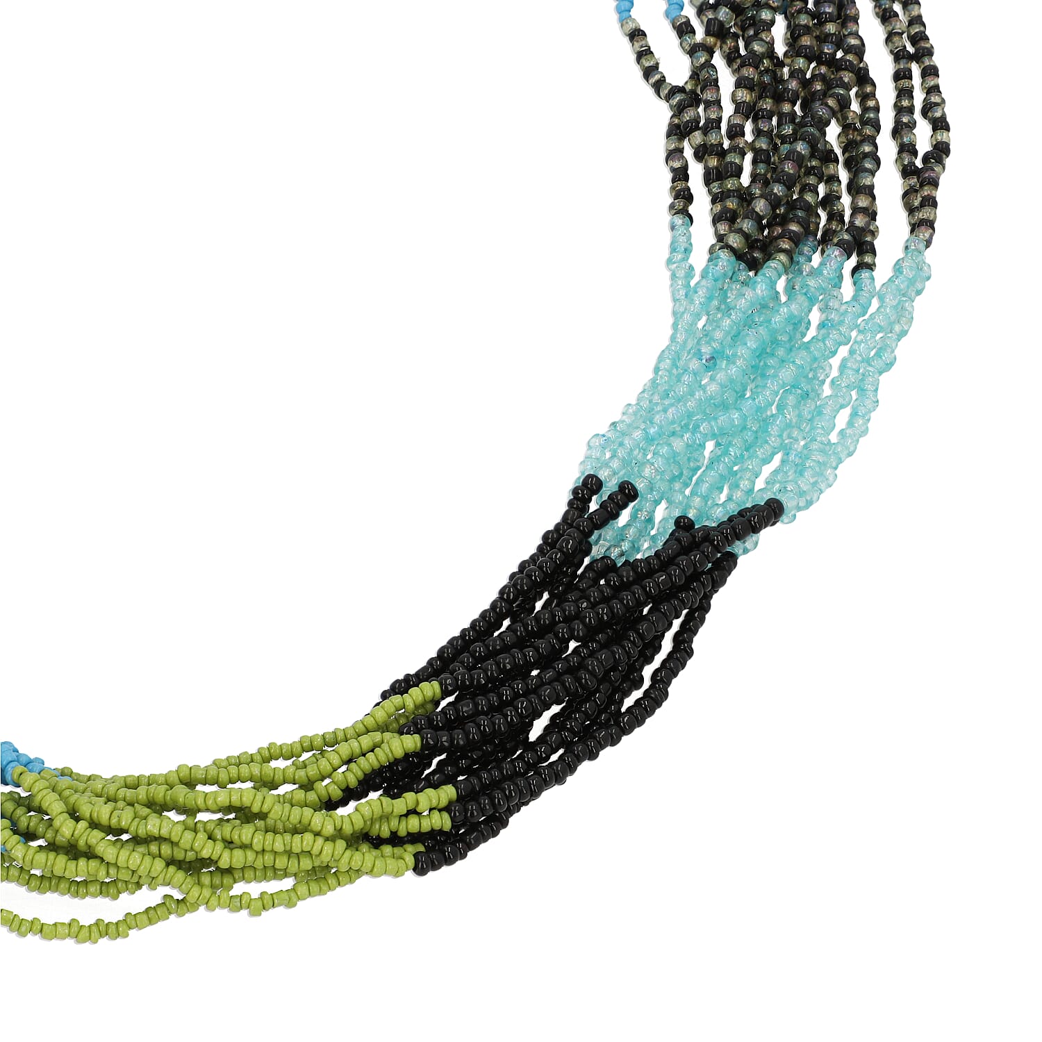 Designer Inspired- Blue and Multi Colour Long Beaded Necklace (Size 30 with Extender)