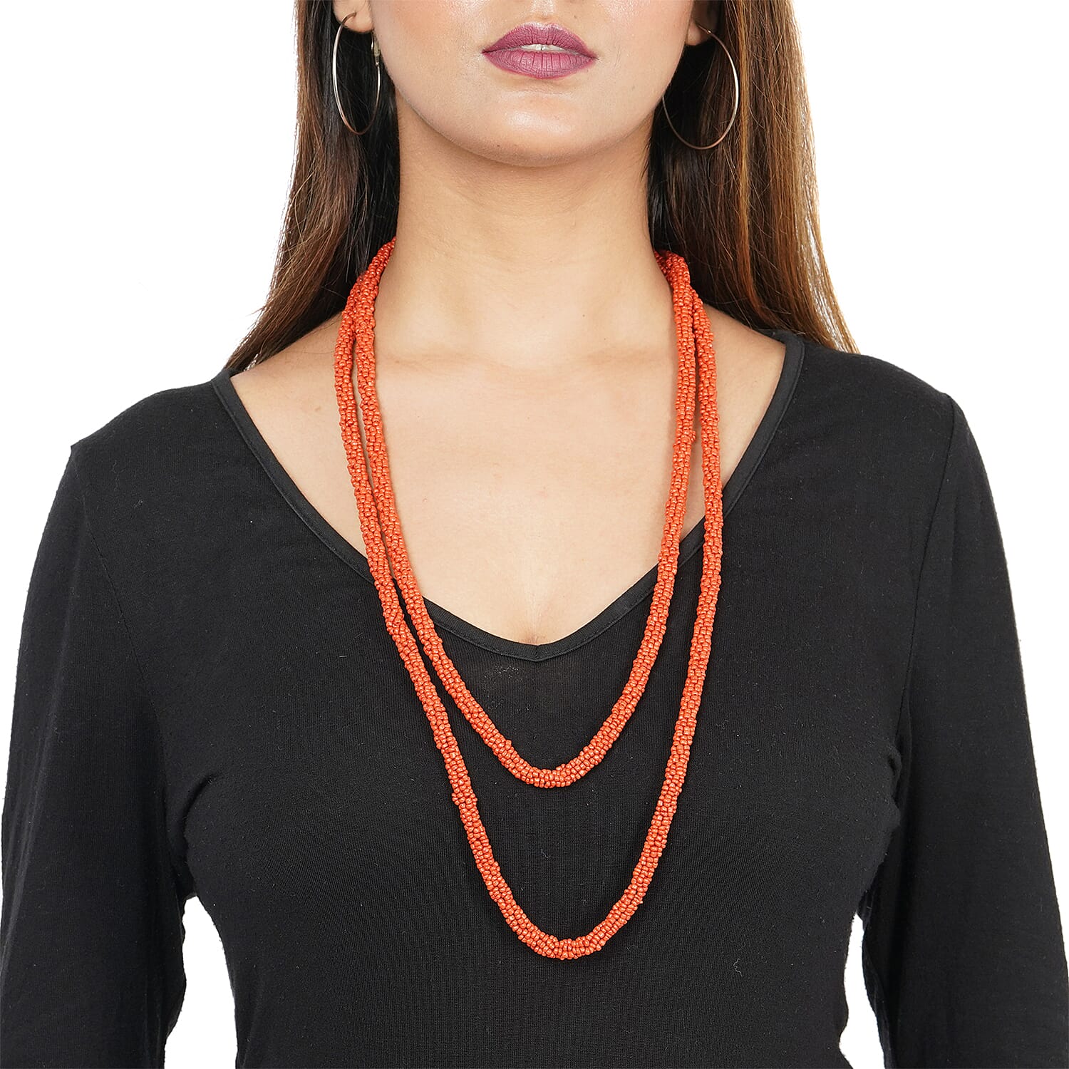 New Arrival- Endless Bead Necklace (Size 58) - Ruby Colour