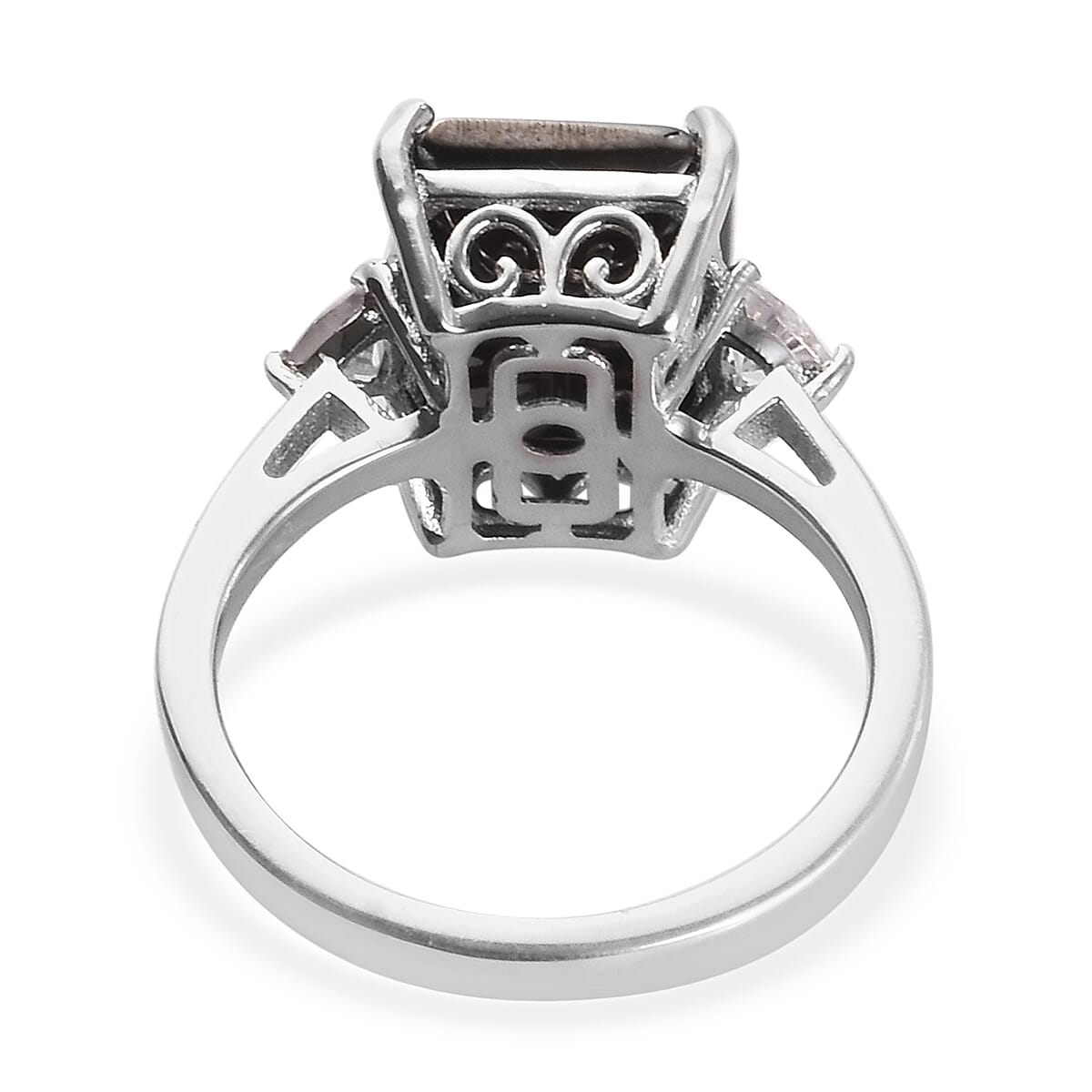 Elite Shungite and Natural Cambodian Zircon Ring in Platinum Overlay Sterling Silver 3.37 Ct.