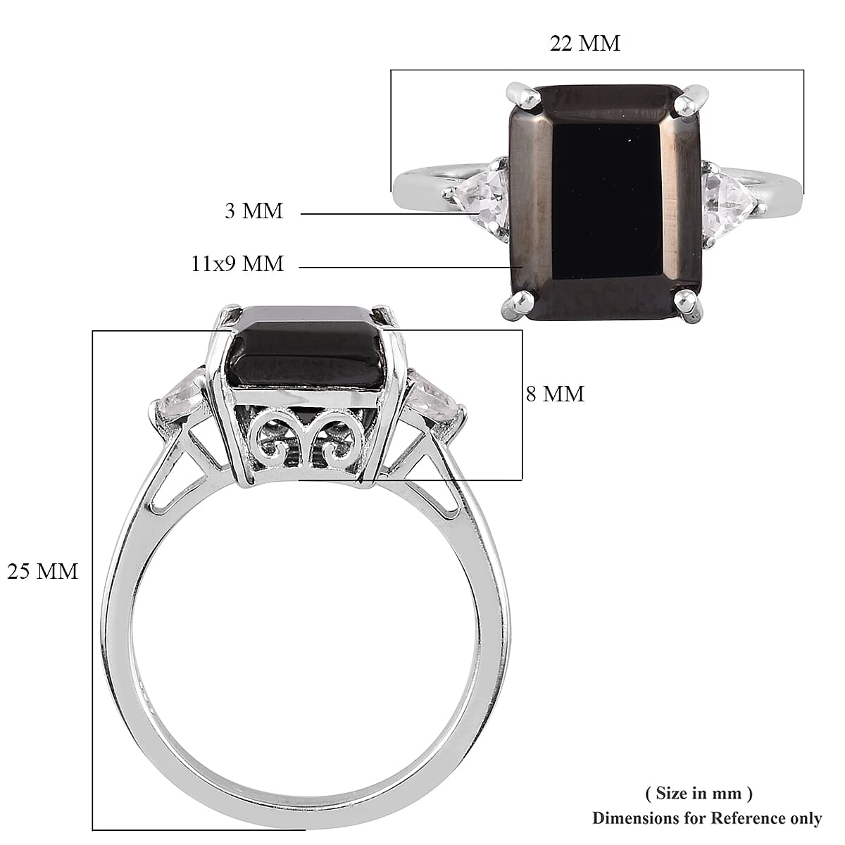 Elite Shungite and Natural Cambodian Zircon Ring in Platinum Overlay Sterling Silver 3.37 Ct.