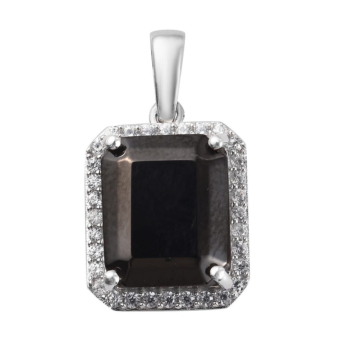 Elite Shungite and Natural Cambodian Zircon Pendant in Platinum Overlay Sterling Silver 4.21 Ct.