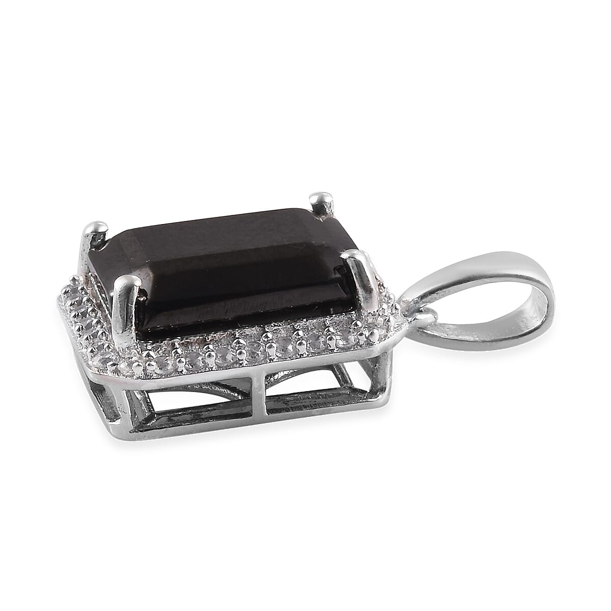 Elite Shungite and Natural Cambodian Zircon Pendant in Platinum Overlay Sterling Silver 4.21 Ct.