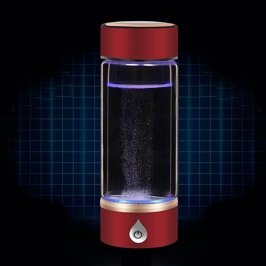380ml Portable Hydrogen Water Generator Bottle with SPE and PEM Technology (Size 7x21 Cm) - Wine Red