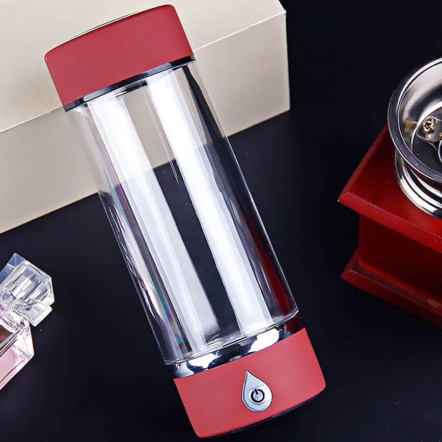 380ml Portable Hydrogen Water Generator Bottle with SPE and PEM Technology (Size 7x21 Cm) - Wine Red