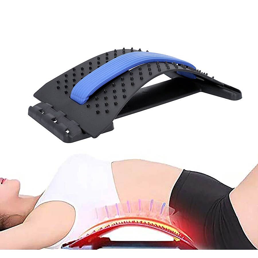 Back Stretcher with Adjustable Back Support  (39x25cm) - Black and Blue Colour