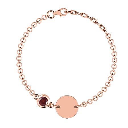 0.54 Ct. Mozambique Garnet Solitaire Bracelet in Rose Gold Plated Sterling Silver 0.54 Ct. Mozambique Garnet Solitaire Bracelet in Rose Gold Plated Sterling Silver