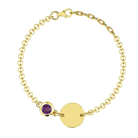 Amethyst Bracelet (Size 5 with 1 Inch Extender) in 14K Gold Overlay Sterling Silver