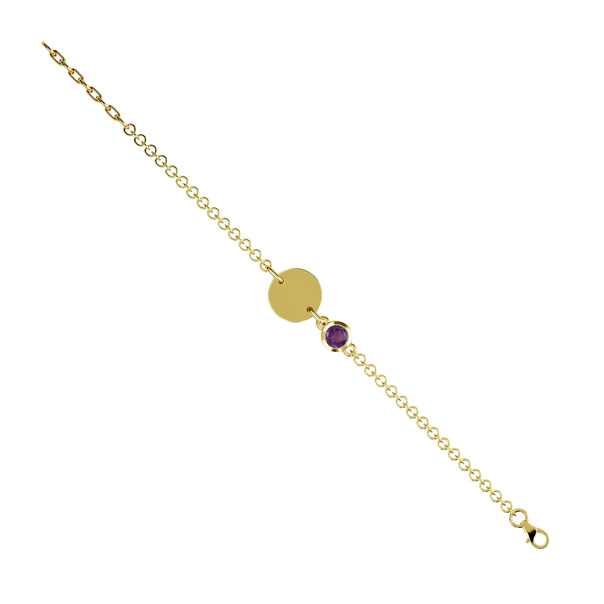 Amethyst  Bracelet (Size 6 with Extender) in 14K Gold Overlay Sterling Silver 0.50 Ct.