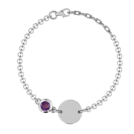 Amethyst Bracelet (Size 5 with 1 Inch  Extender) in Platinum Overlay Sterling Silver