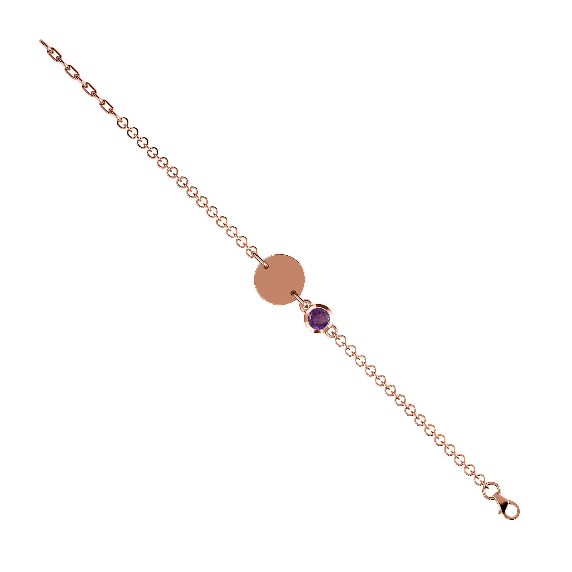 Amethyst Bracelet (Size 6 with Extender) in Rose Gold Overlay Sterling Silver 0.50 Ct.