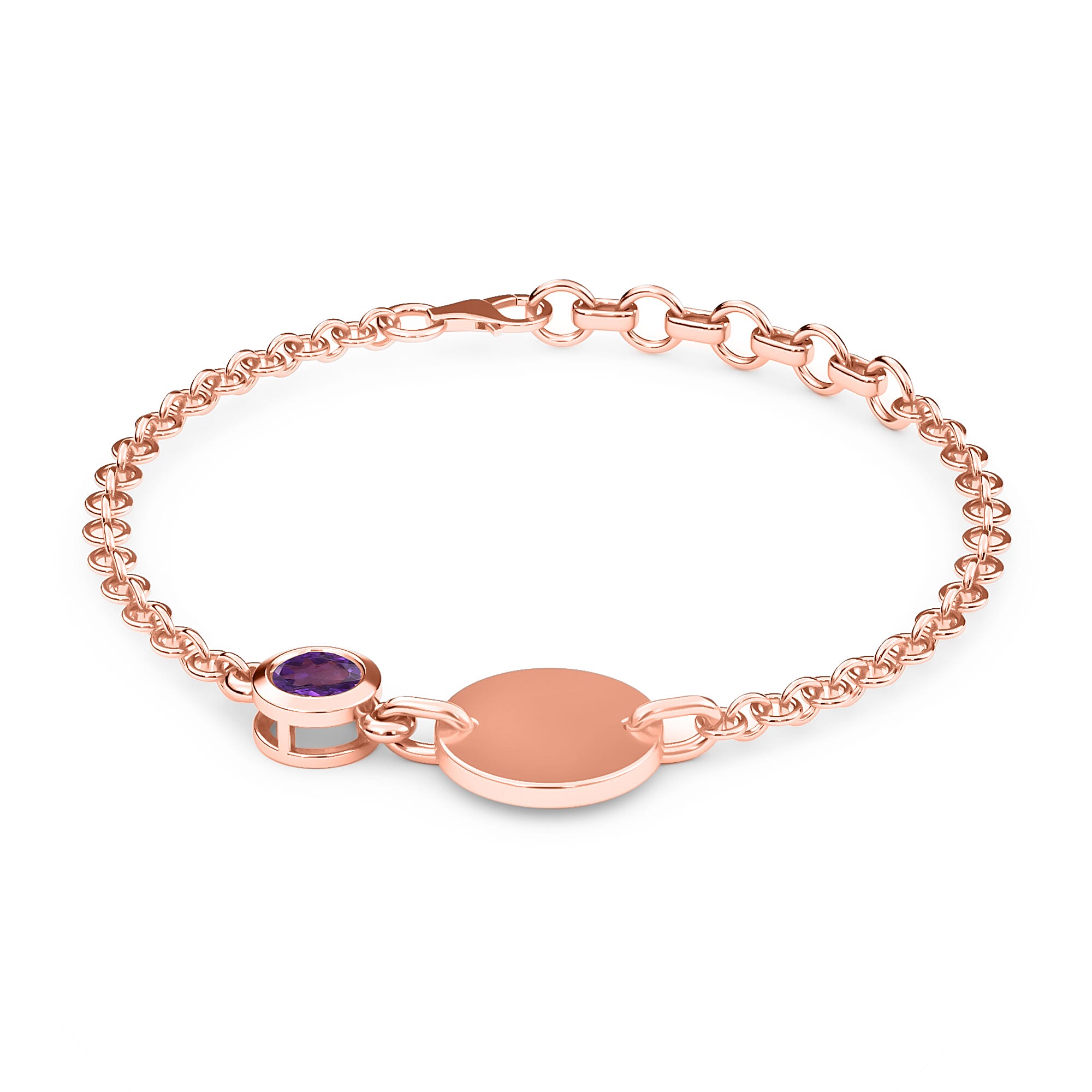 Amethyst Bracelet (Size 6 with Extender) in Rose Gold Overlay Sterling Silver 0.50 Ct.