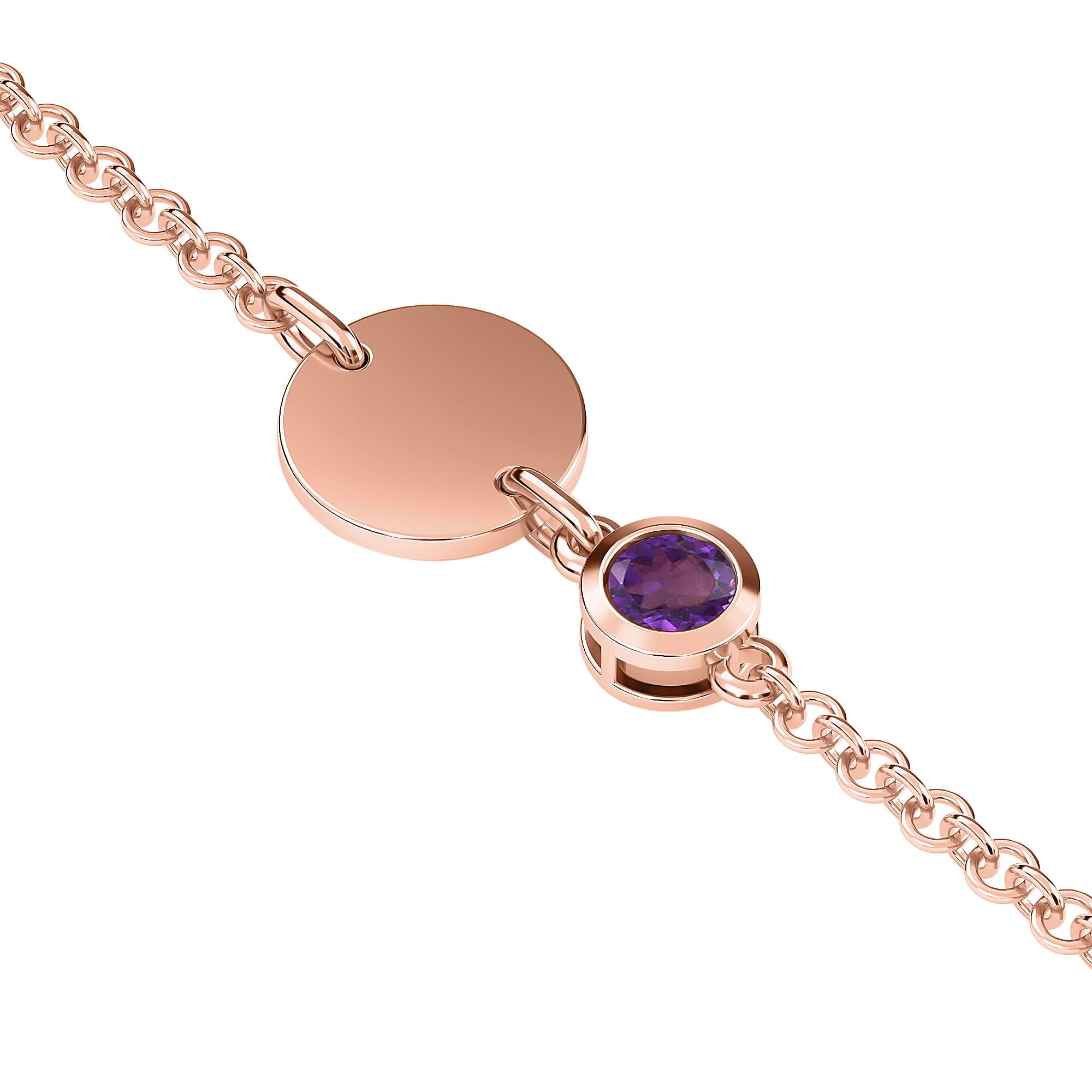 Amethyst Bracelet (Size 6 with Extender) in Rose Gold Overlay Sterling Silver 0.50 Ct.