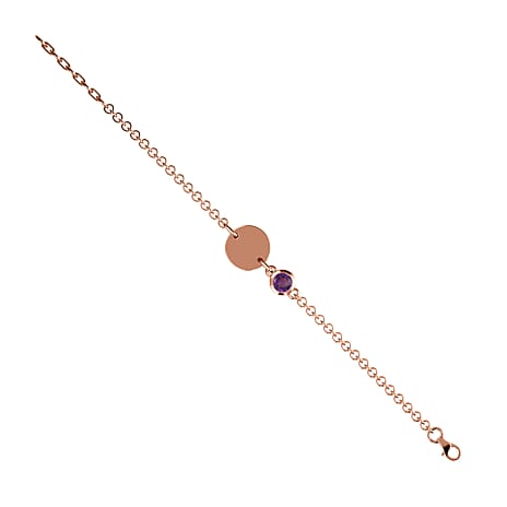 Amethyst Bracelet (Size 6.5 with 1 inch Extender) in Rose Gold Overlay Sterling Silver