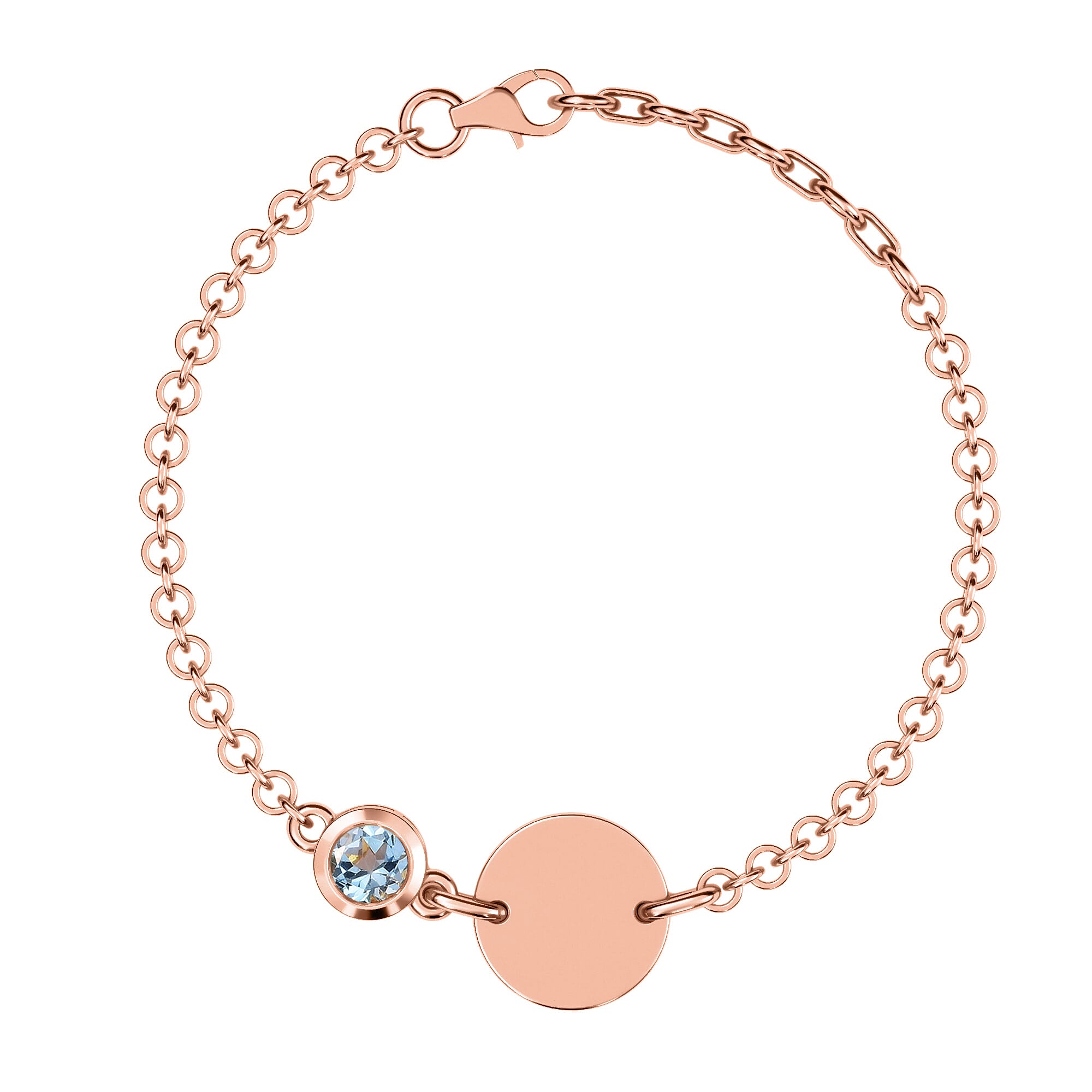 Espirito Santo Aquamarine Bracelet (Size 7.5) in Rose Gold Overlay Sterling Silver