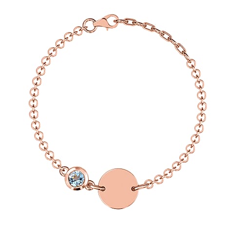 Espirito Santo Aquamarine Bracelet (Size 7.5) in Rose Gold Overlay Sterling Silver