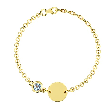 Espirito Santo Aquamarine Bracelet (Size 5 with 1 inch Extender) in 14K Gold Overlay Sterling Silver