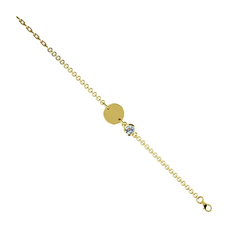 Espirito Santo Aquamarine Bracelet (Size 5 with 1 inch Extender) in 14K Gold Overlay Sterling Silver