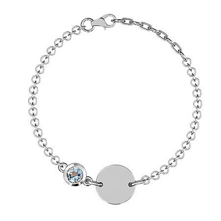 0.45 Ct. Brazilian Aquamarine Solitaire Bracelet in Platinum Plated Sterling Silver