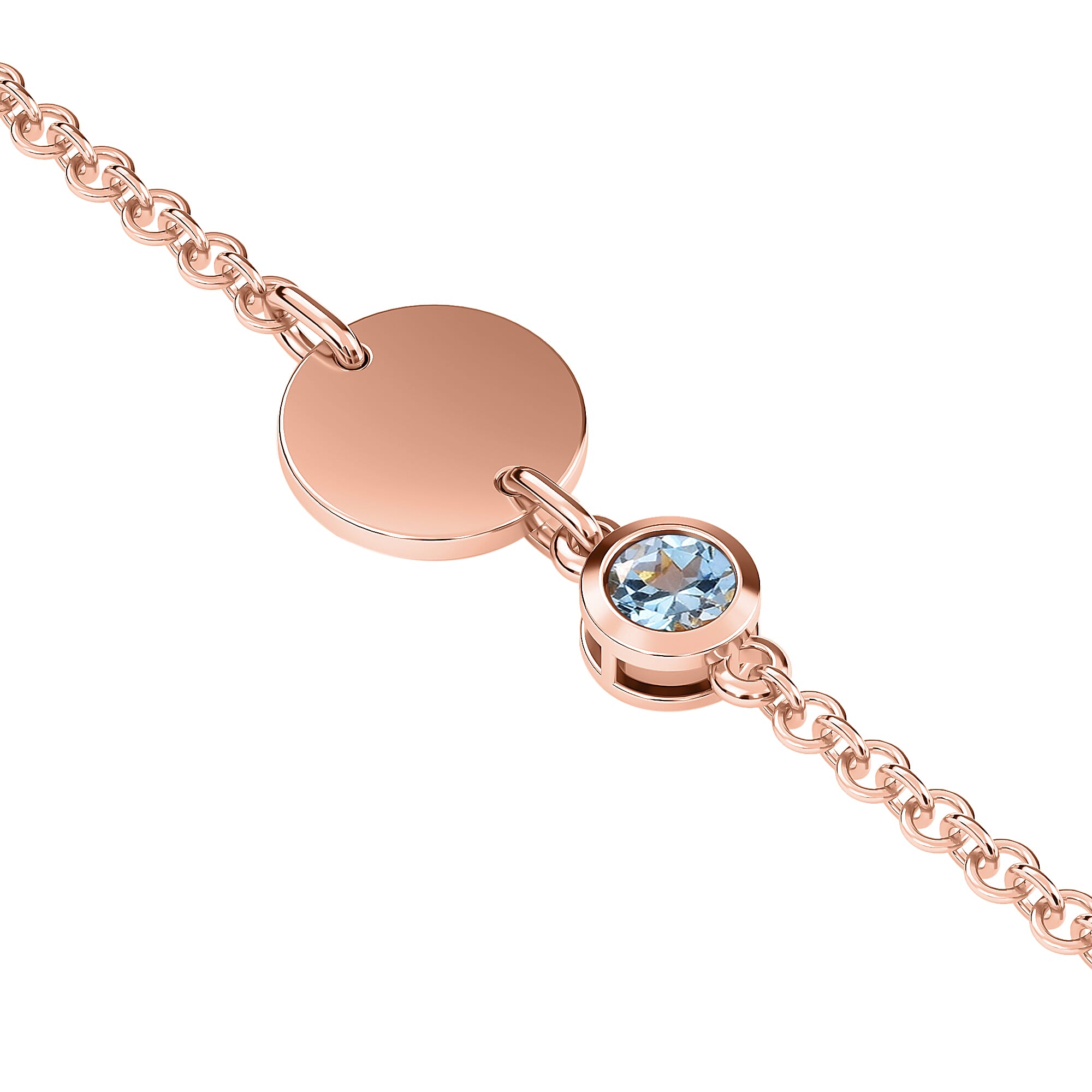 Espirito Santo Aquamarine Bracelet (Size 6 with Extender) in Rose Gold Overlay Sterling Silver