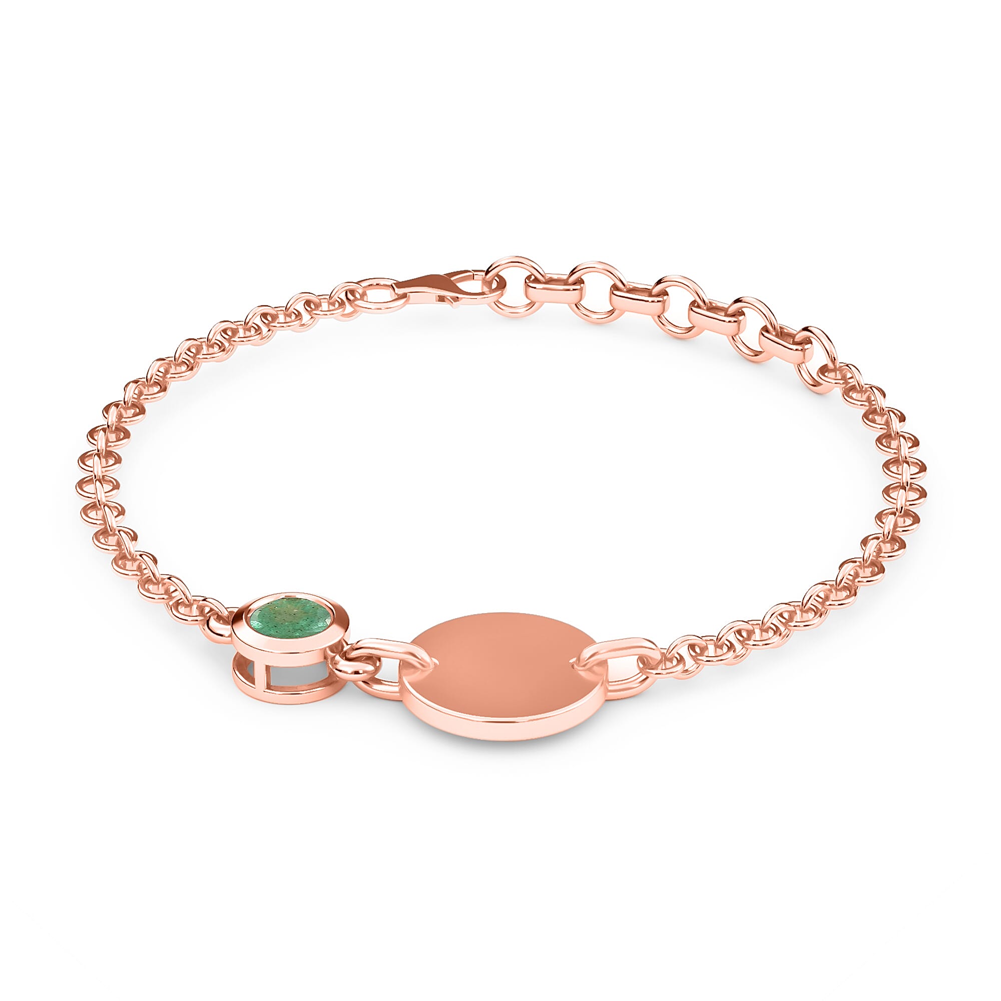 Kagem Zambian Emerald Bracelet (Size 6.5 with 1 Inch Extender) in Rose Gold Overlay Sterling Silver, Silver Wt 5.95 Gms