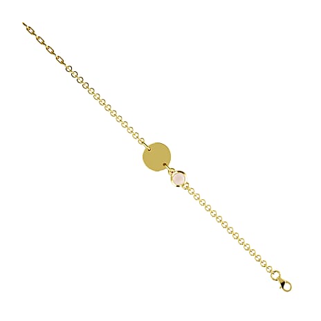 Sri Lankan White Moonstone Bracelet (Size 6) in 14K Gold Overlay Sterling Silver