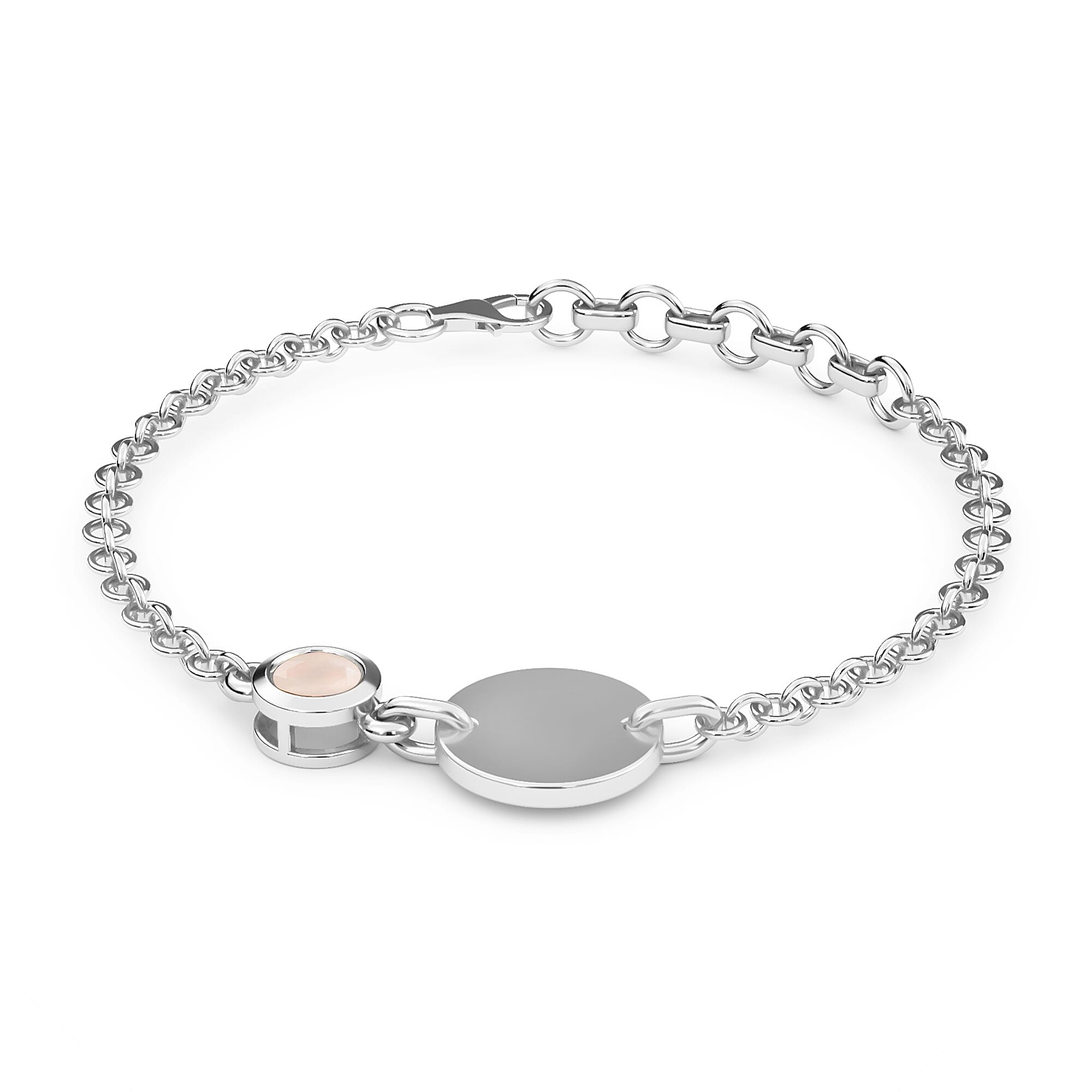SPECIAL ORDER Sri Lankan Silver Moonstone Y-Initial Bracelet (Size 5 with 1 inch Extender) in Platinum Overlay Sterling Silver
