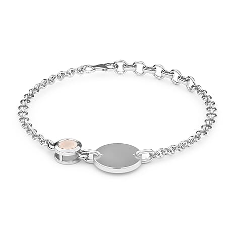 Sri Lankan Silver Moonstone Bracelet (Size 5 with 1 inch Extender) in Platinum Overlay Sterling Silver, Silver Wt 3.00 Gms