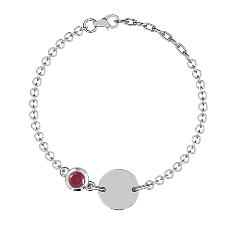 0.50 Ct. African Ruby Solitaire Bracelet in Platinum Plated Sterling Silver 0.50 Ct. African Ruby Solitaire Bracelet in Platinum Plated Sterling Silver