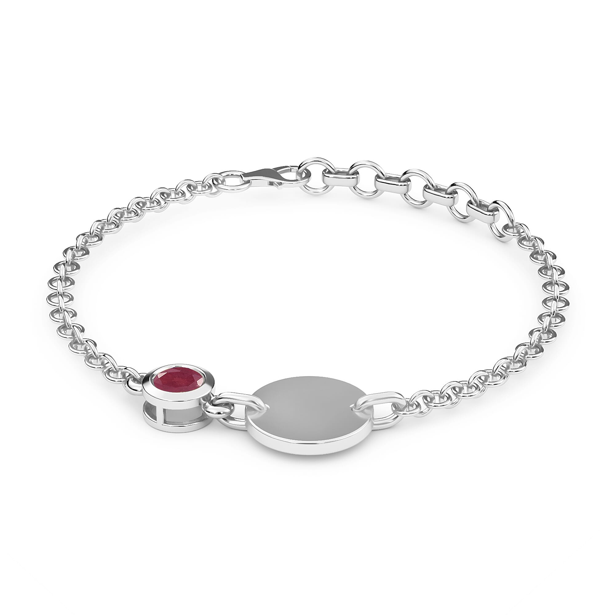 African Ruby (FF) Bracelet (Size 5 with 1 inch Extender) in Platinum Overlay Sterling Silver 1.01 Ct