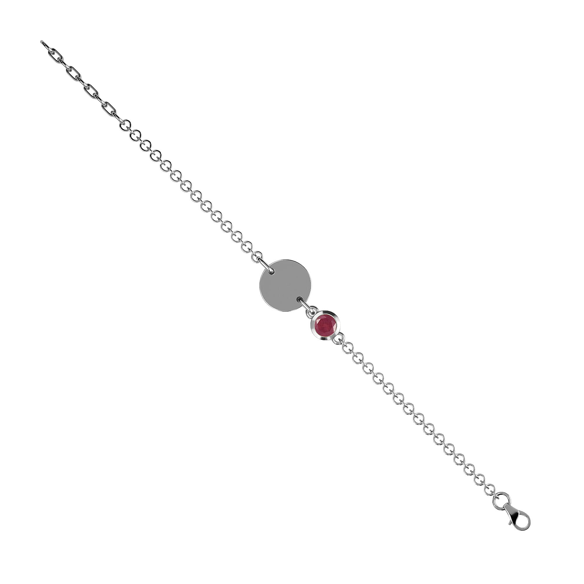 African Ruby (FF) Bracelet (Size 5 with 1 inch Extender) in Platinum Overlay Sterling Silver 1.01 Ct