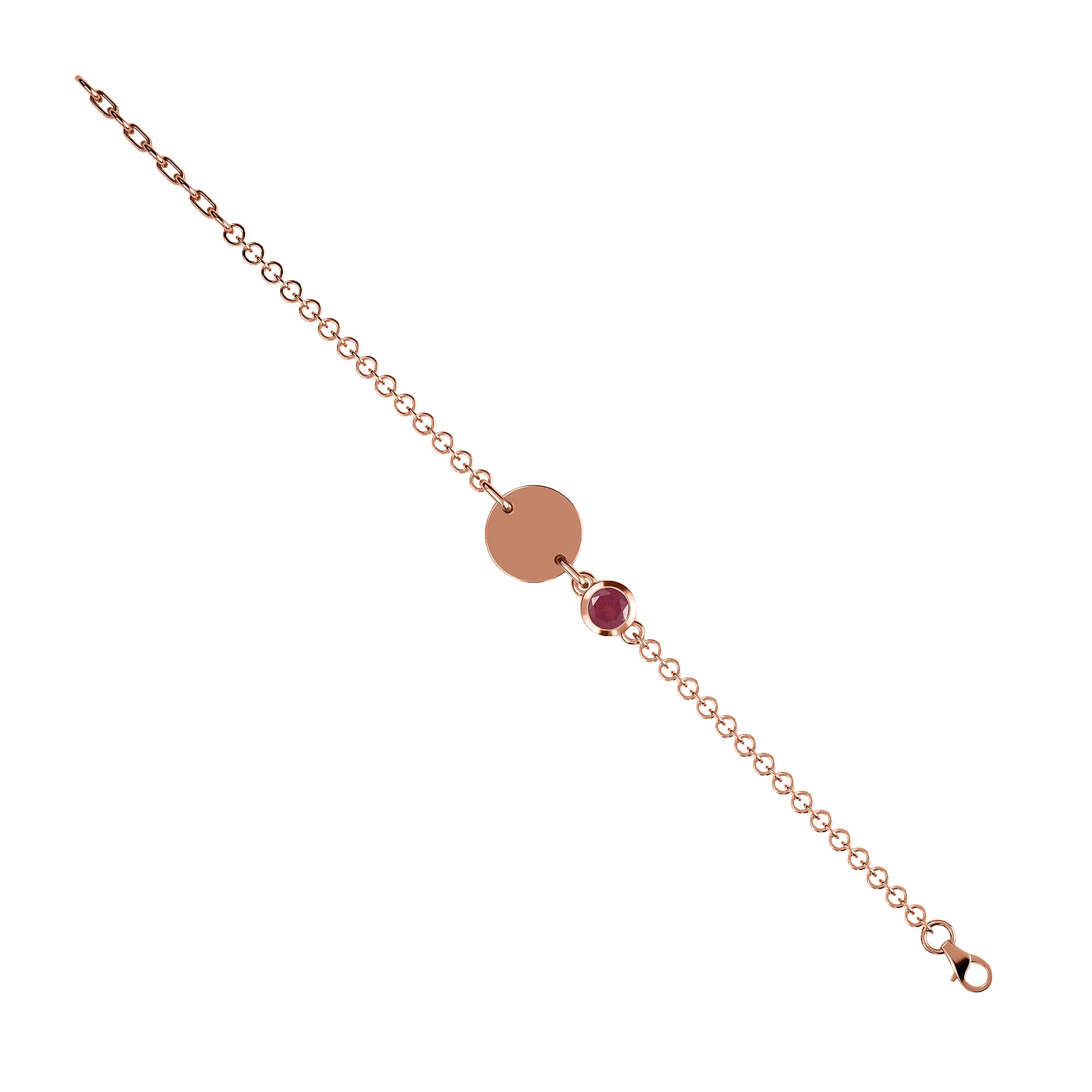 African Ruby (FF) Bracelet (Size 5 with 1 Inch Extender) in Rose Gold Overlay Sterling Silver 1.69 Ct