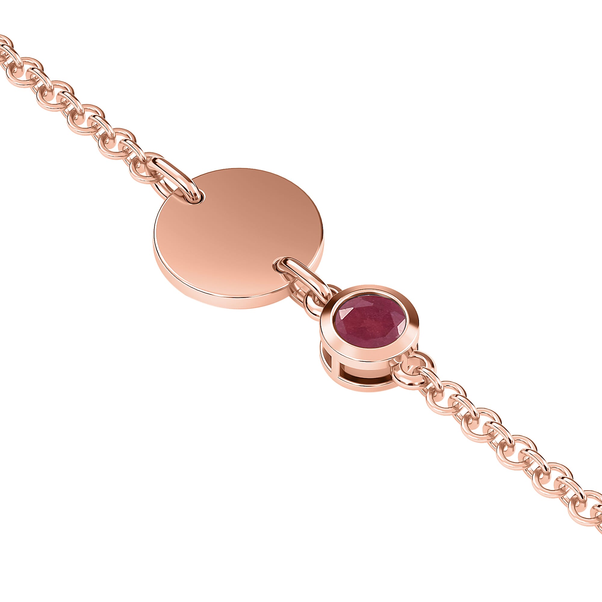 African Ruby (FF) Bracelet (Size 5 with 1 Inch Extender) in Rose Gold Overlay Sterling Silver 1.69 Ct