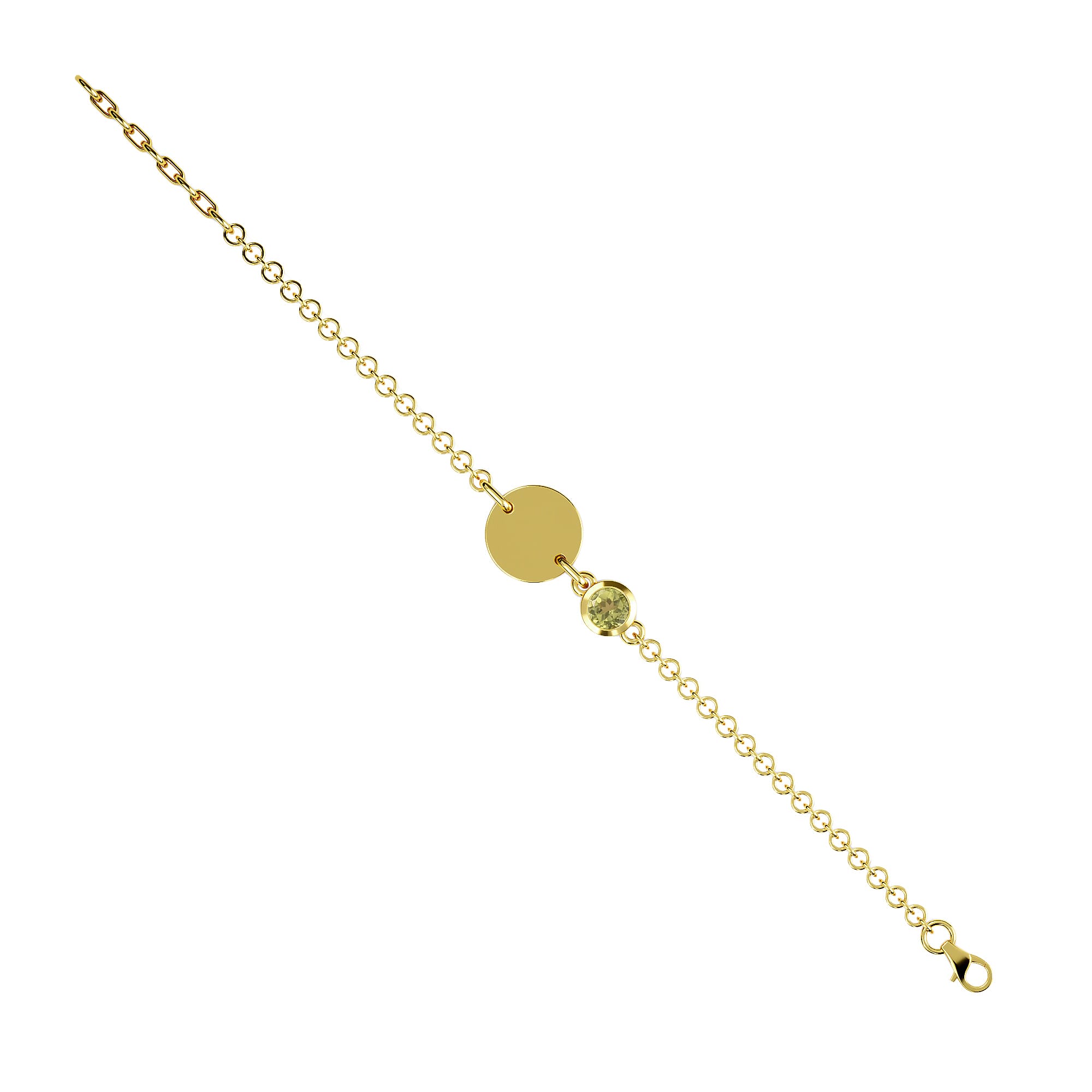 Hebei Peridot Bracelet (Size 5 With 1 Inch Extender) in 14K Gold Overlay Sterling Silver , Silver Wt 8.40 Gms