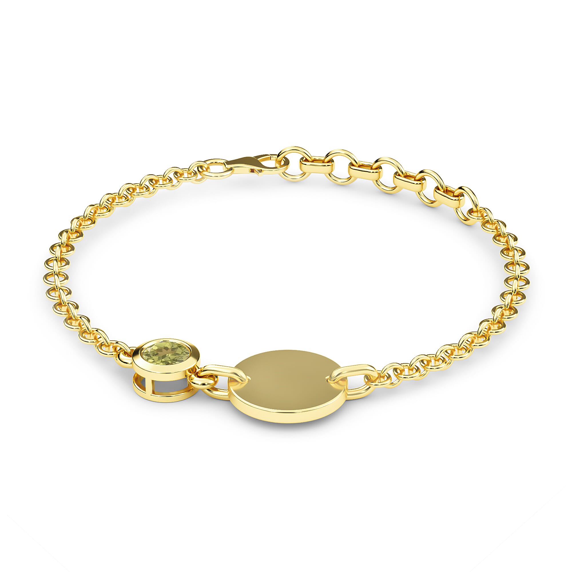 Hebei Peridot Bracelet (Size 5 With 1 Inch Extender) in 14K Gold Overlay Sterling Silver , Silver Wt 8.40 Gms