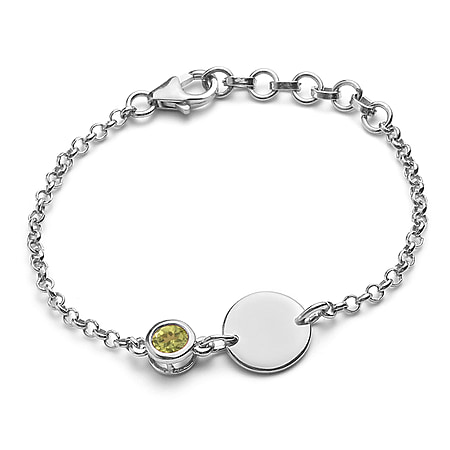 Chinese Peridot Bracelet in Platinum Plated Sterling Silver