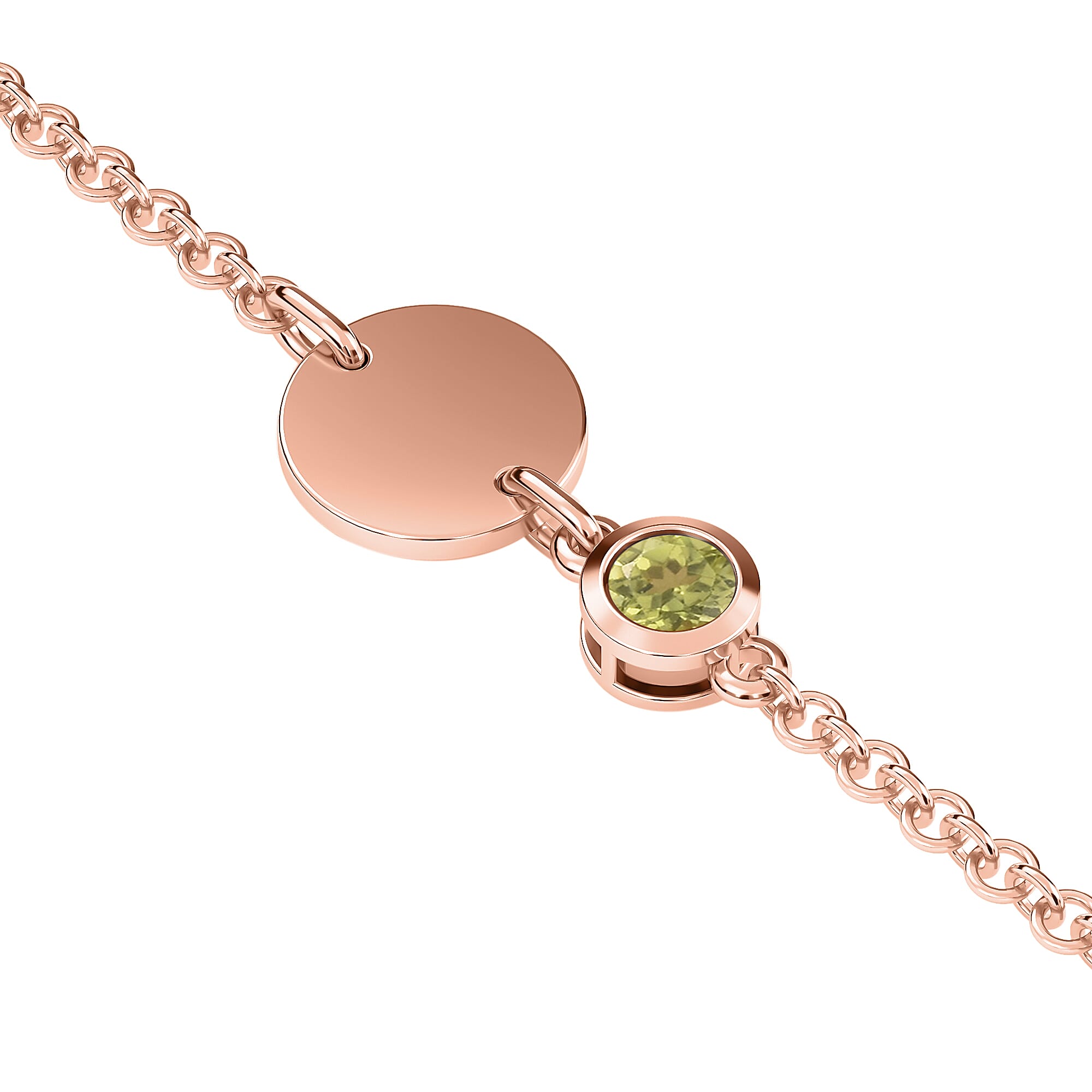 Hebei Peridot Bracelet (Size 7.5 with Extender) in Rose Gold Overlay Sterling Silver