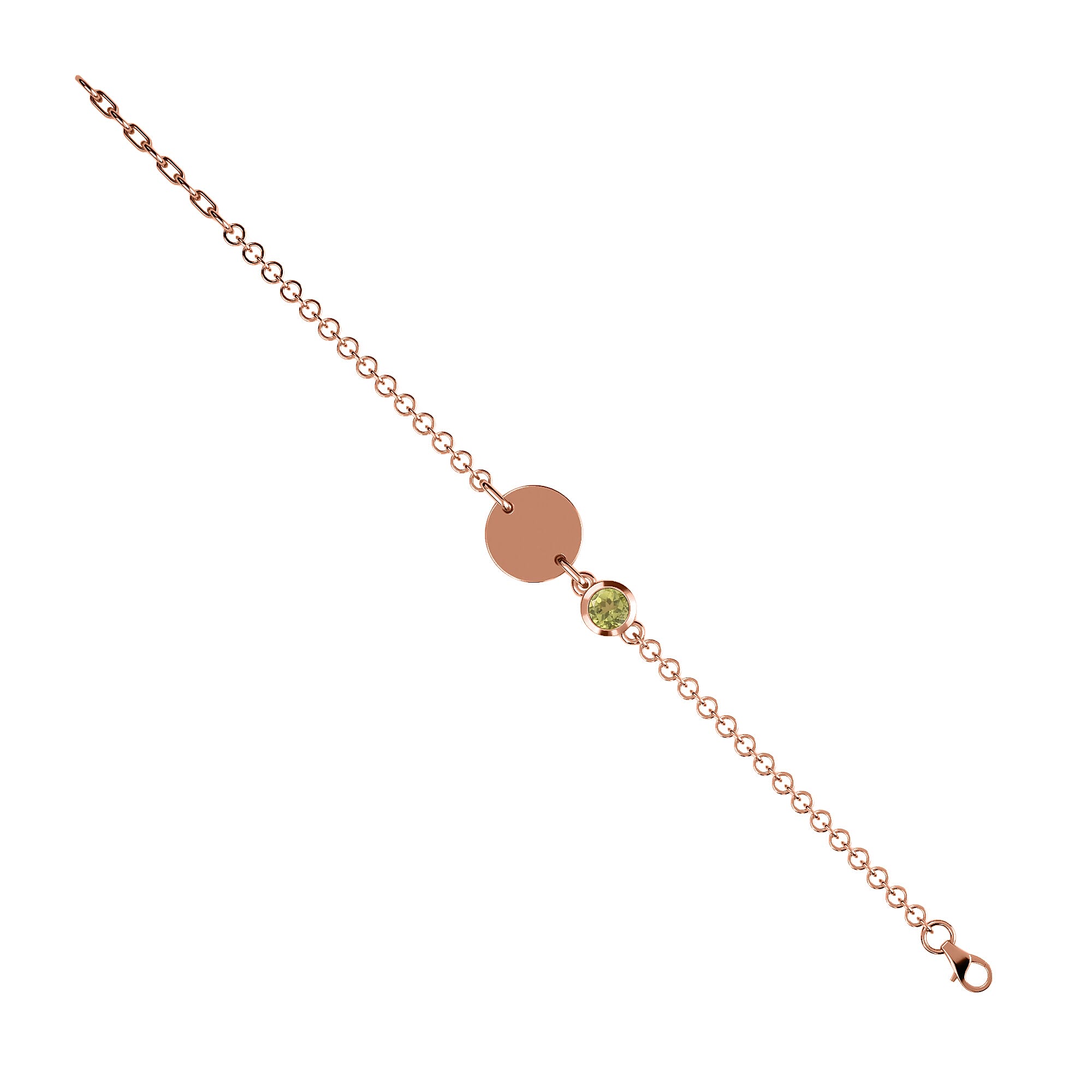 Hebei Peridot Bracelet (Size 7.5 with Extender) in Rose Gold Overlay Sterling Silver