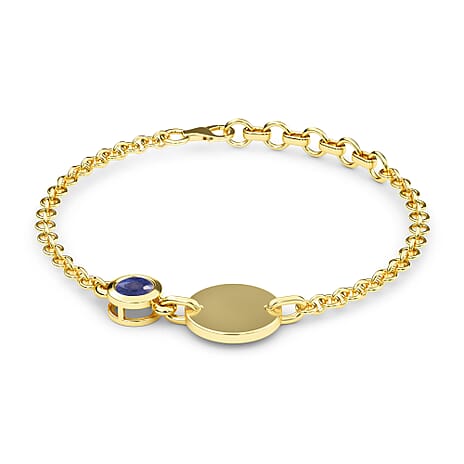 Masoala Sapphire (FF) Bracelet (Size 5 with 1 inch Extender) in 14K Gold Overlay Sterling Silver 1.11 Ct, Silver Wt 6.18 Gms