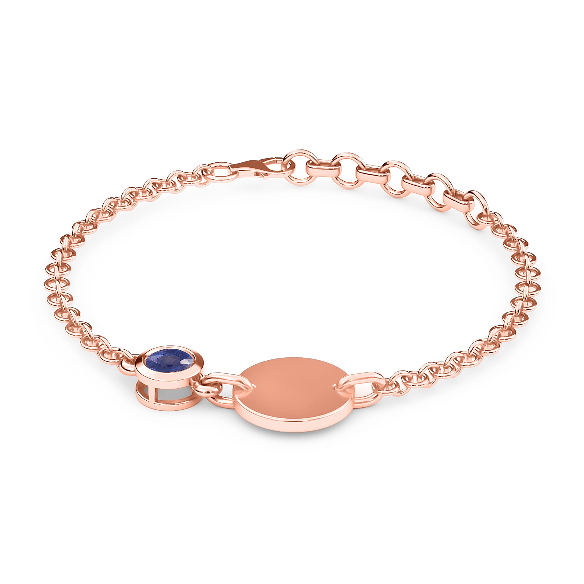 Masoala Sapphire (FF) Bracelet (Size 6.5 with 1 inch Extender) in Rose Gold Overlay Sterling Silver