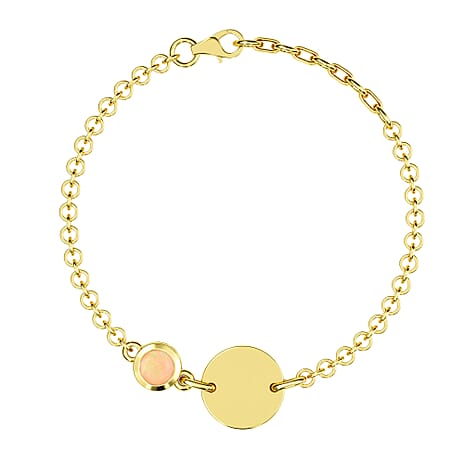 Ethiopian Welo Opal Bracelet (Size 5 with 1 inch Extender) in 14K Gold Overlay Sterling Silver, Silver Wt 5.61 Gms