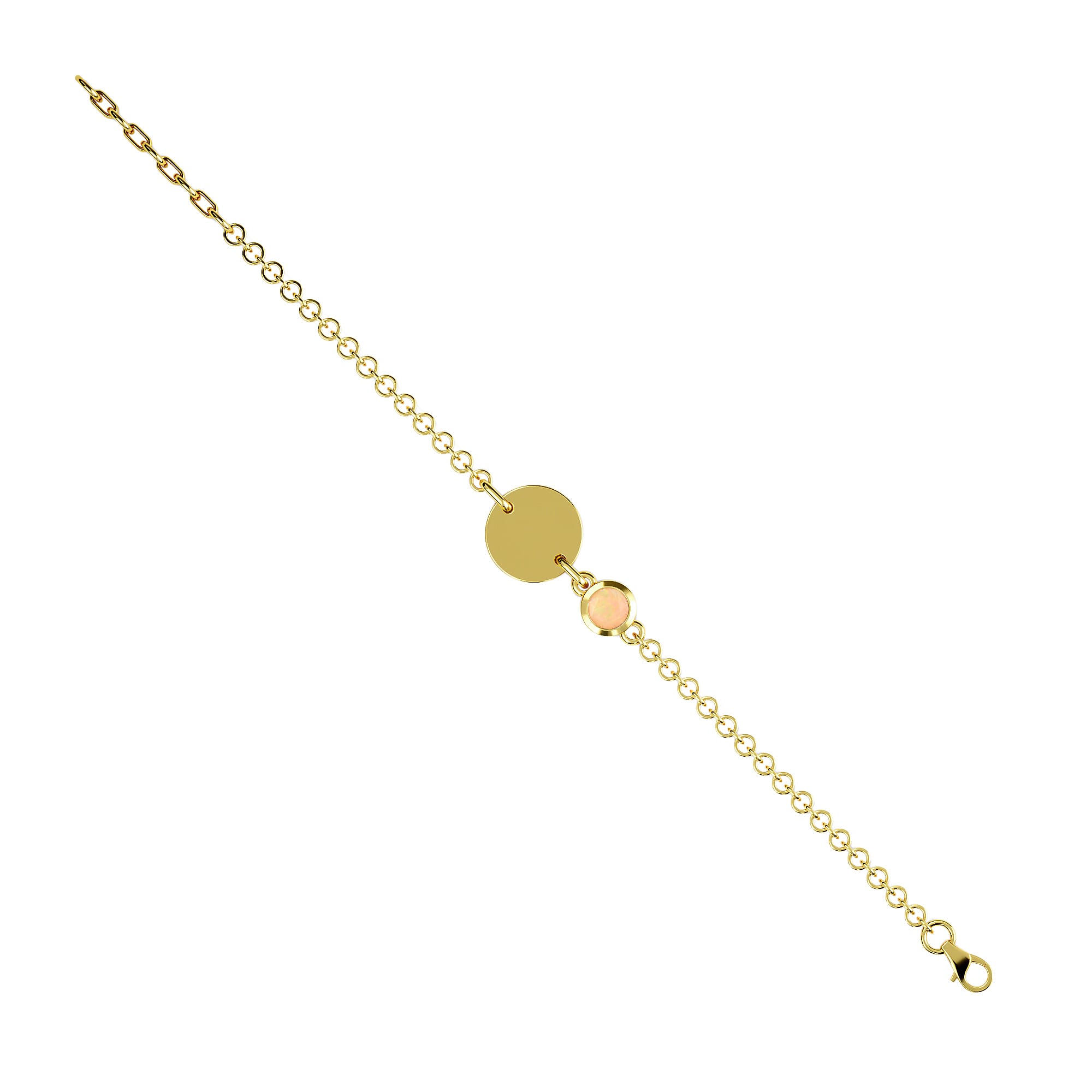 Ethiopian Welo Opal Bracelet (Size 6.5 with 1 Inch Extender) in 14K Gold Overlay Sterling Silver