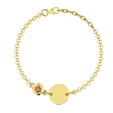 Citrine Bracelet (Size 5 with 1 Inch Extender) in 14K Gold Overlay Sterling Silver, Silver Wt 8.42 Gms