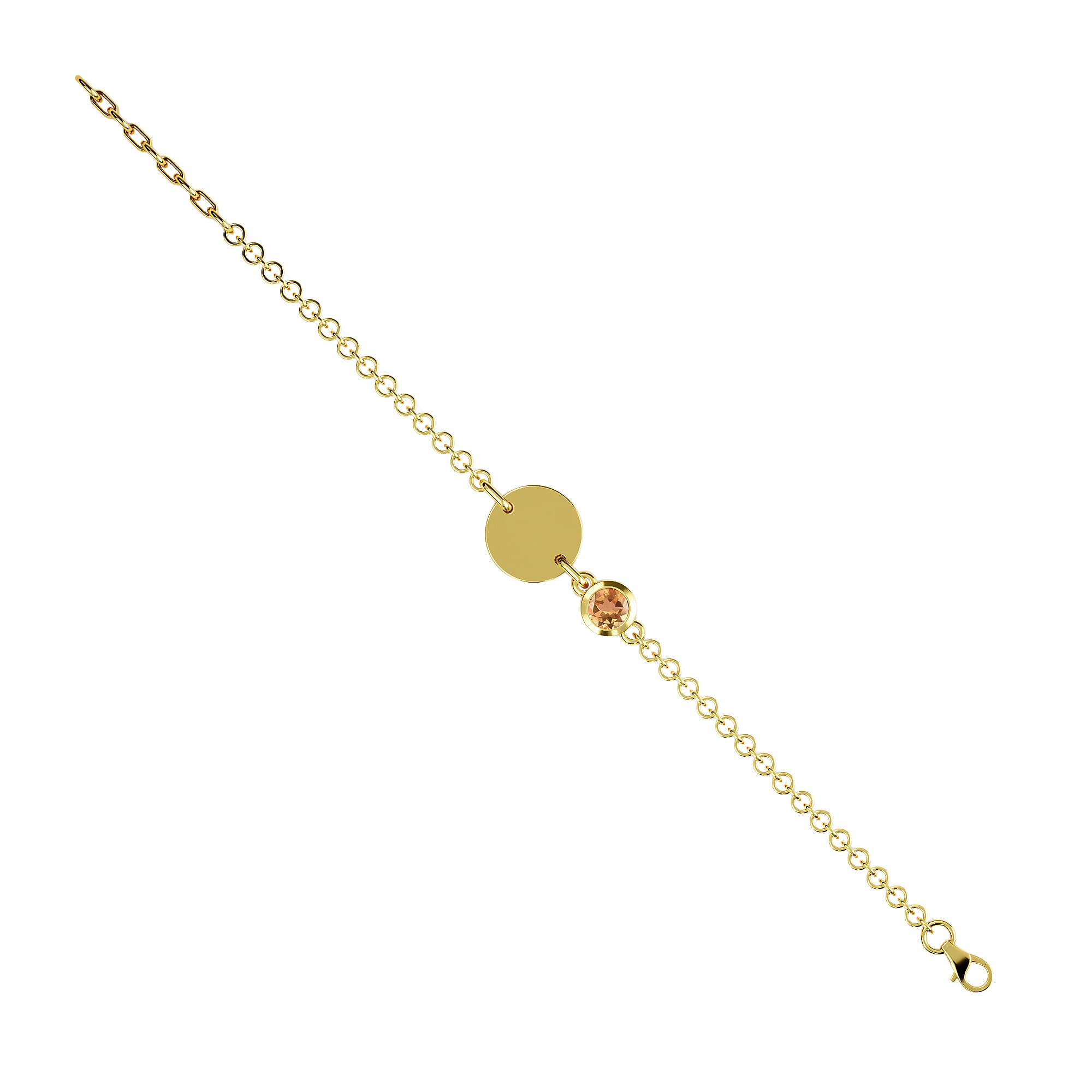 Citrine Bracelet (Size 5 with 1 Inch Extender) in 14K Gold Overlay Sterling Silver, Silver Wt 8.42 Gms