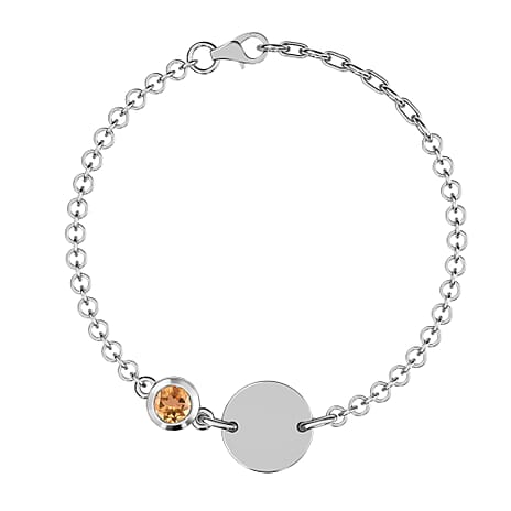 Citrine Bracelet (Size 5 with 1 inch Extender) in Platinum Overlay Sterling Silver, Silver Wt 5.02 Gms