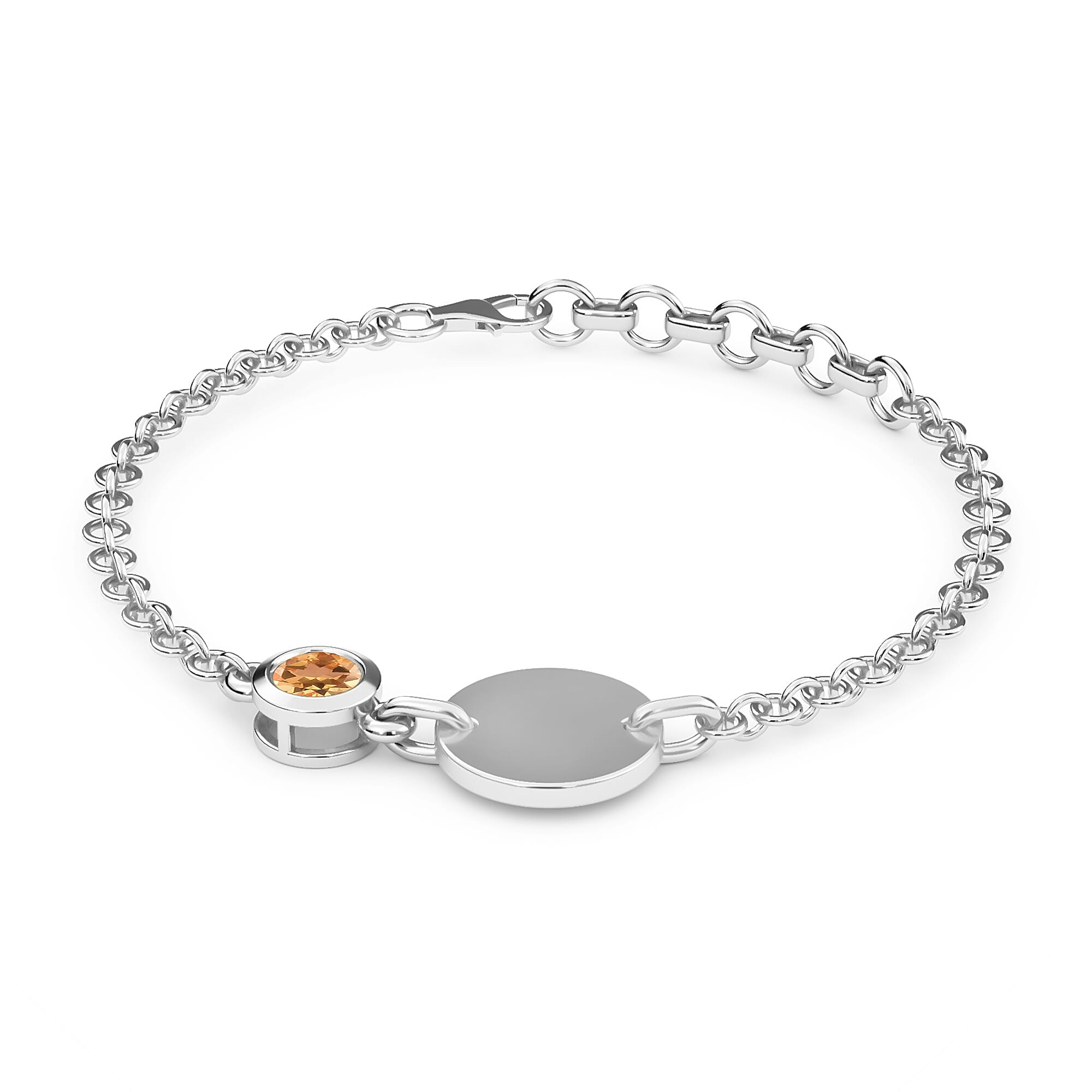Citrine Bracelet (Size 5 with 1 inch Extender) in Platinum Overlay Sterling Silver, Silver Wt 5.02 Gms